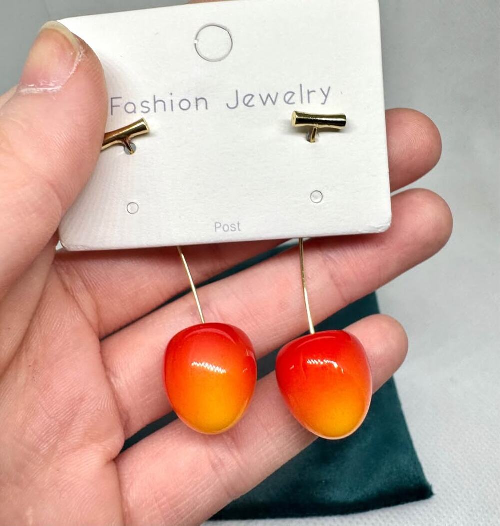 Adorable cherry dangle earrings